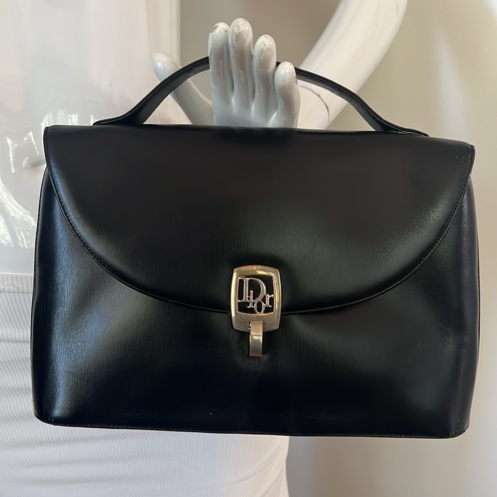 Christian Dior Black Leather Vintage Handbag Crossbody Bag - Picture 3 of 16